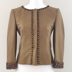 Authentic Alberta Ferretti Silk-Cotton Embellished Blazer-BNWT Sz2 80s 9…